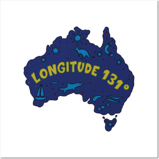 AUSSIE MAP LONGITUDE 131 Posters and Art